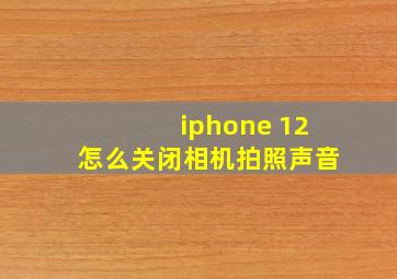 iphone 12怎么关闭相机拍照声音